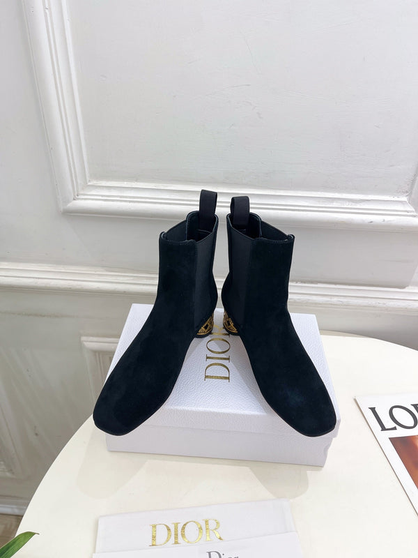 CD Icon Heeled Ankle Boot 40mm Black Suede