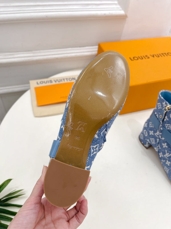 Stivaletti LV 35mm Tessuto jacquard monogramma azzurro