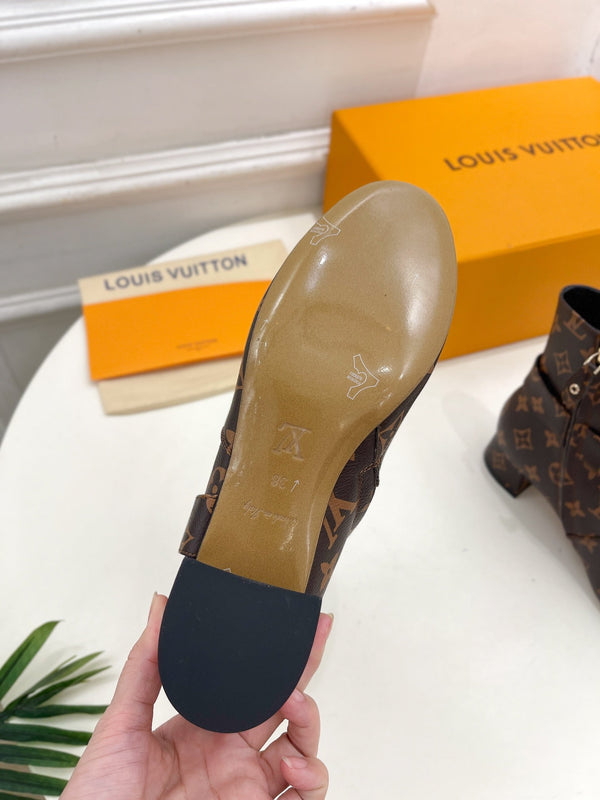 Stivaletti LV 35mm in pelle di vacchetta monogramma marrone scuro