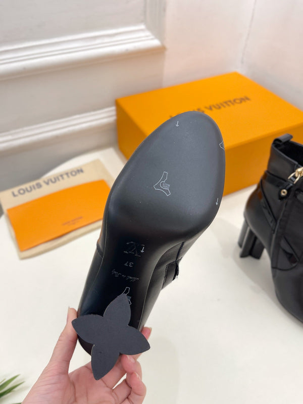 Stivaletti LV Silhouette 100mm in pelle di vitello nera liscia