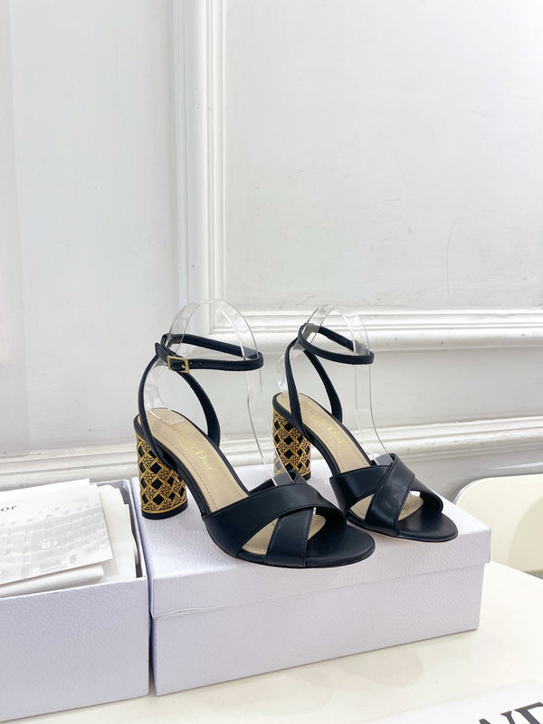 CD Icon Heeled Sandal 80mm Black Calfskin