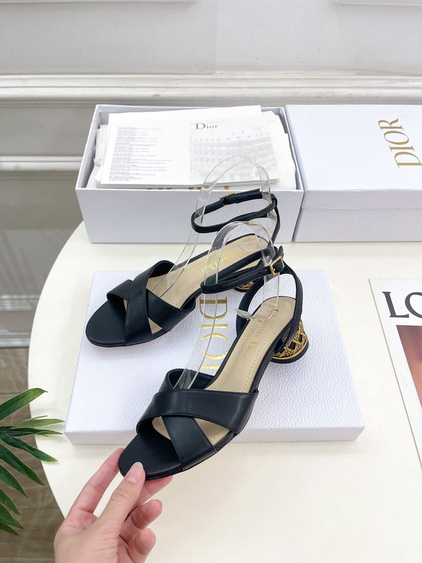 CD Icon Heeled Sandal 40mm Black Calfskin