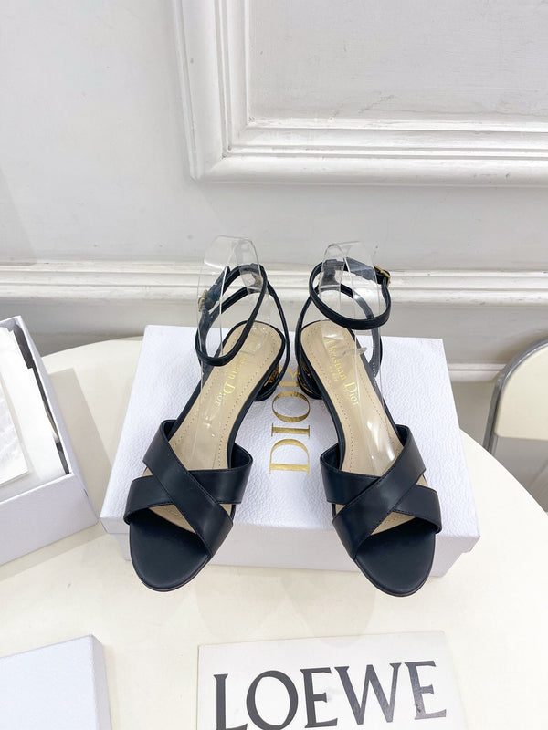 CD Icon Heeled Sandal 40mm Black Calfskin