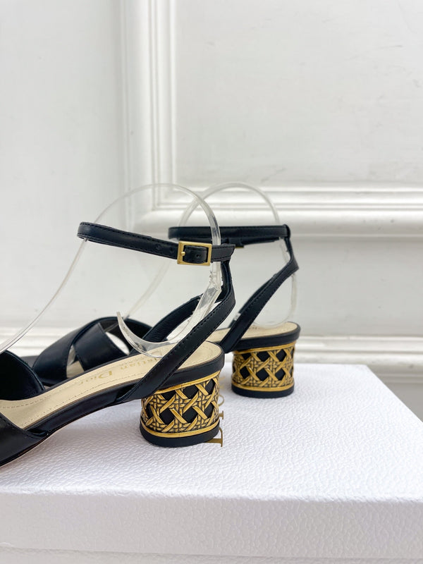 CD Icon Heeled Sandal 40mm Black Calfskin