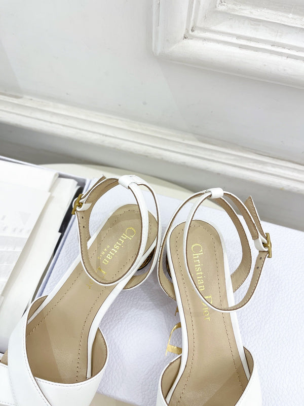 CD Icon Heeled Sandal 40mm White Calfskin