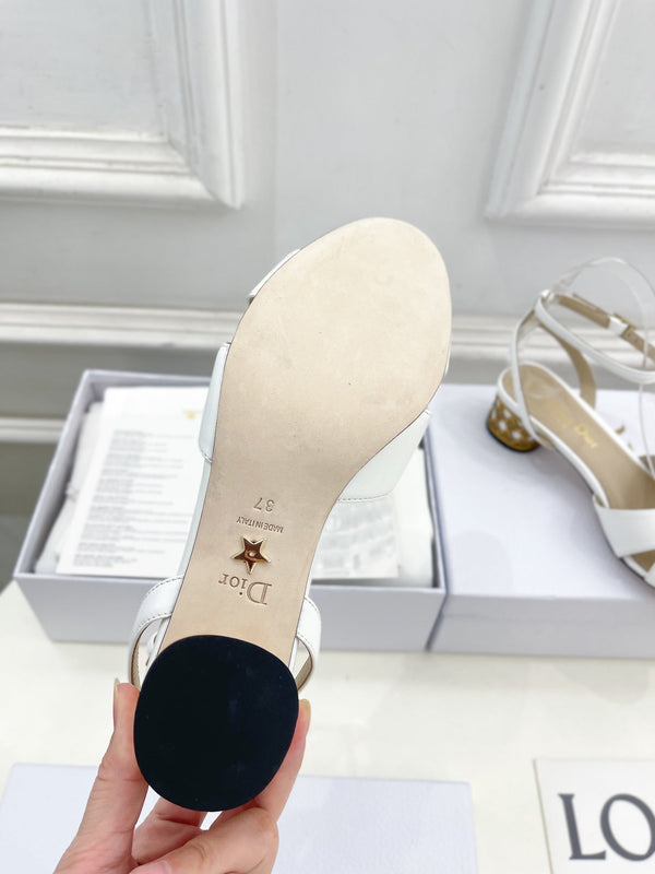 CD Icon Heeled Sandal 40mm White Calfskin