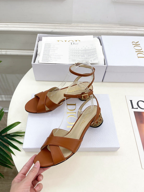 CD Icon Heeled Sandal 40mm Brown Calfskin