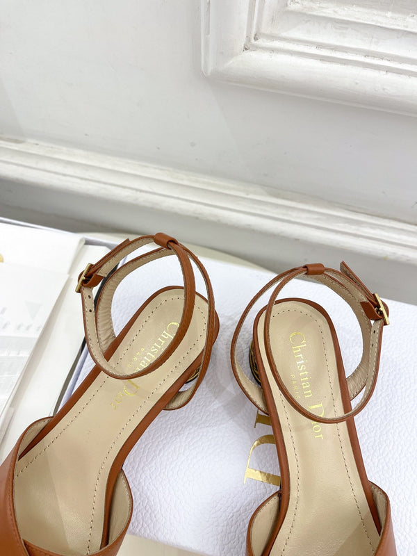CD Icon Heeled Sandal 40mm Brown Calfskin
