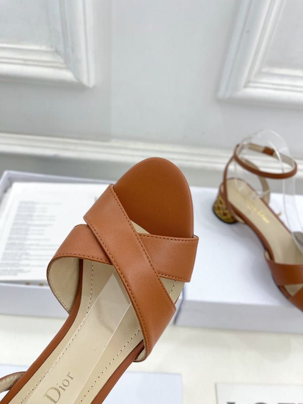 CD Icon Heeled Sandal 40mm Brown Calfskin