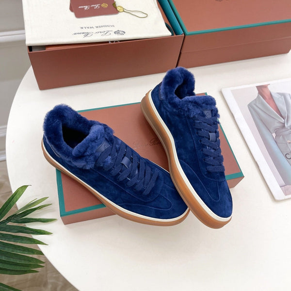 LP Tennis Walk Sneaker In Navy Blue Suede Lined With Wool Fleece  988268