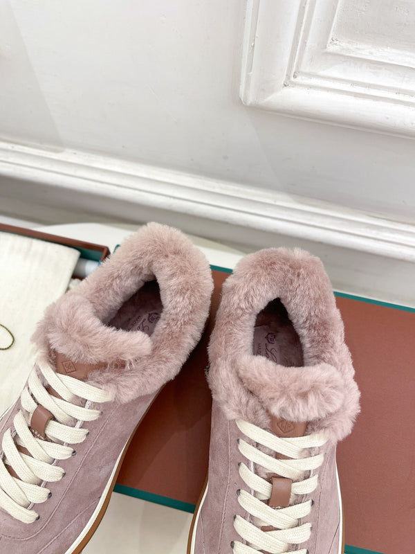 LP Tennis Walk Sneaker In Taro Purple Suede Lined With Wool Fleece 988270