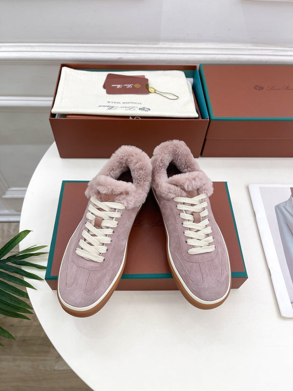 LP Tennis Walk Sneaker In Taro Purple Suede Lined With Wool Fleece 988270