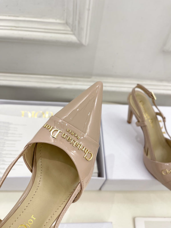 CD 25 Slingback Heel Pink Nude Patent Leather 307435