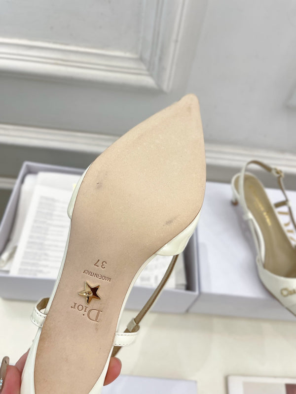 CD 25 Slingback Heel White Calfskin 307432