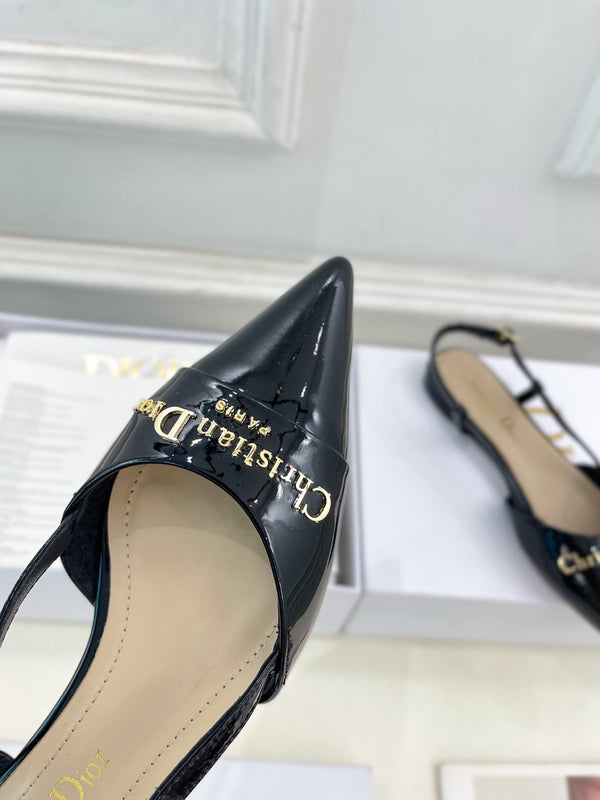 CD 25 Slingback Flat Black Patent Leather 307438