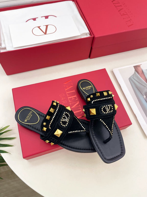 Plaster Caster Buffalo Thong Sandal Black Suede Calfskin And Cowhide 307472