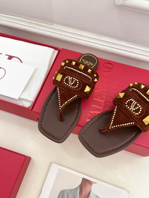 Plaster Caster Buffalo Thong Sandal Rust Suede Calfskin And Cowhide 307473