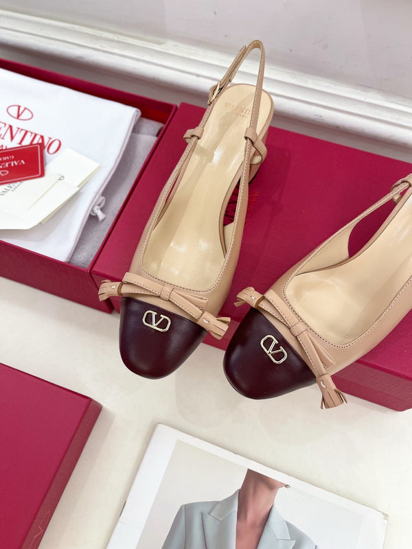 Valet Du Roi Slingback Pumps 60mm Beige Burgundy Goatskin 307480
