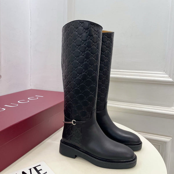 Gucci 25𝐬𝐬 Horsebit Detail Logo Black Calfskin 435373
