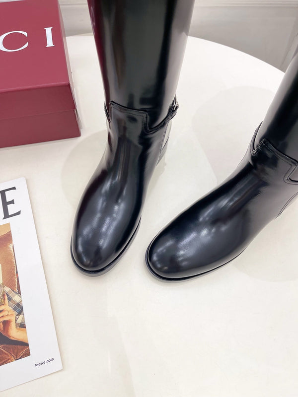 Gucci 25𝐬𝐬 horsebit long boots black calfskin 435381