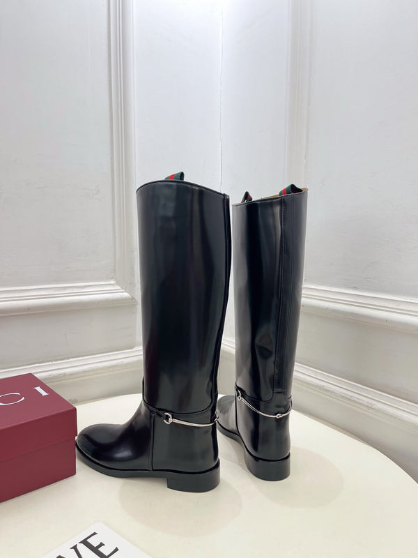 Gucci 25𝐬𝐬 horsebit long boots black calfskin 435381