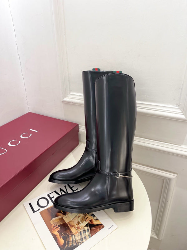 Gucci 25𝐬𝐬 horsebit long boots black calfskin 435381