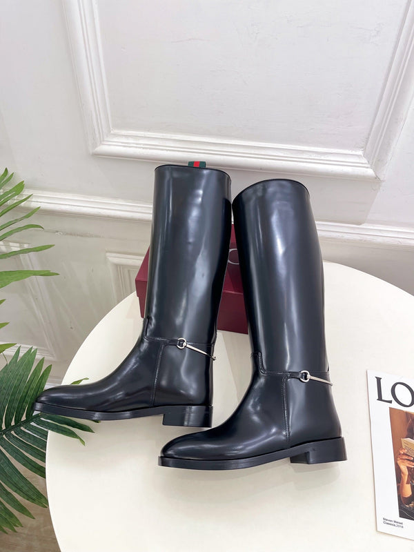 Gucci 25𝐬𝐬 horsebit long boots black calfskin 435381