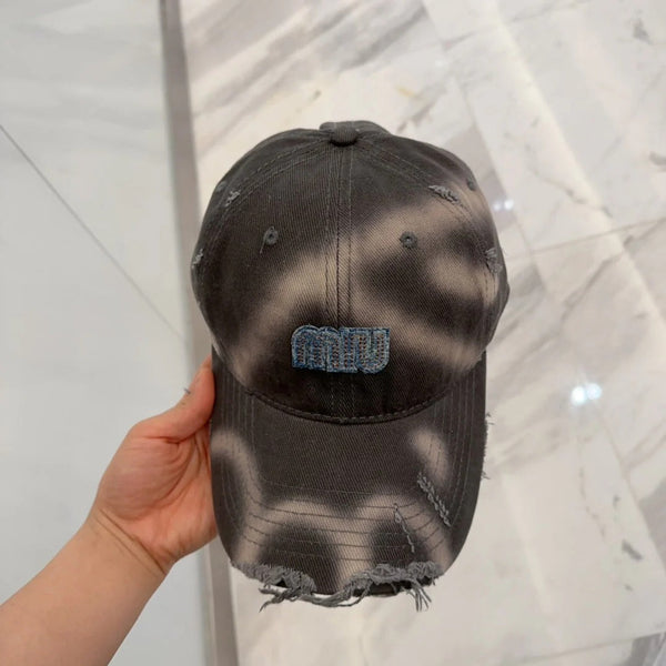 MM BASEBALL CAP IN DARK MOCHA BROWN DISTRESSED FABRIC STYLE 2