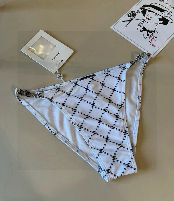 CC BIKINI SWIMSUIT SET IN BLACK AND WHITE PLAID 629231