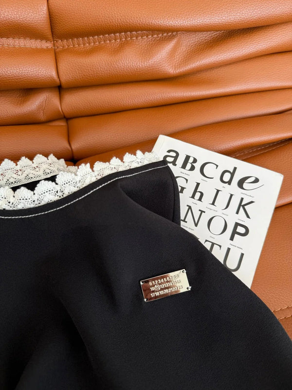 LACE-EMBROIDERED 25S BROAD-SHOULDER DRESS 265767