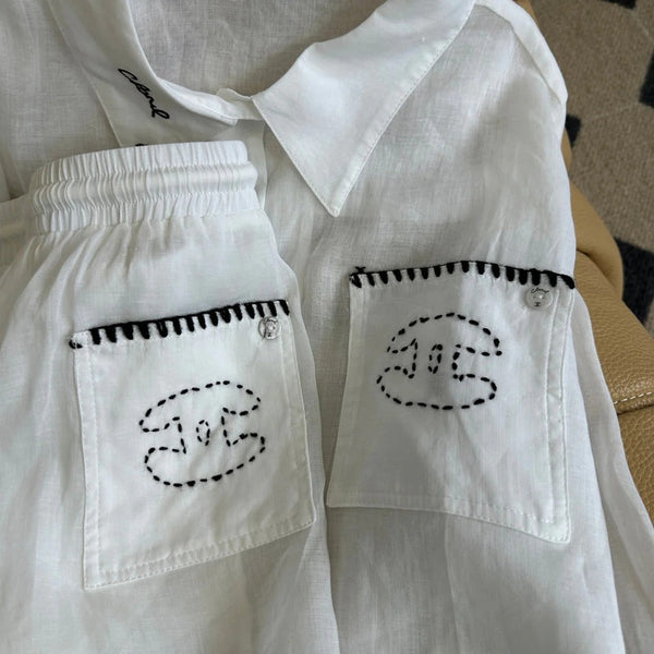 CHANEL SHIRT AND SHORTS SET STYLE 50