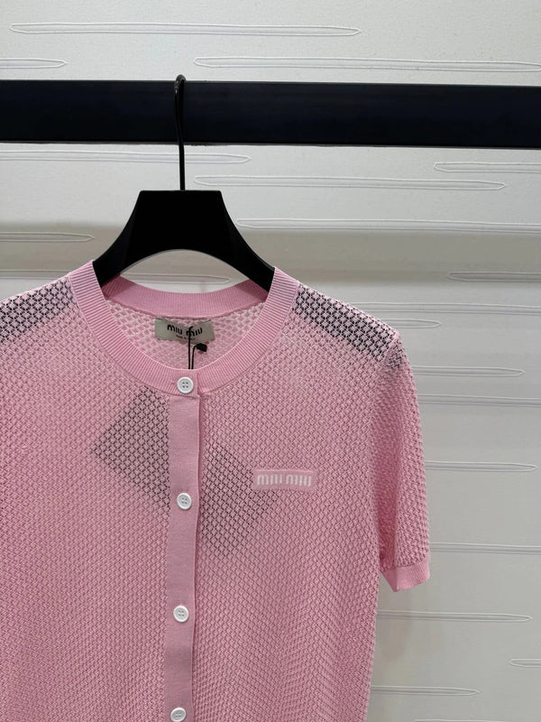 MIU 25S SHORT SLEEVE ROUND NECK CARDIGAN 264270