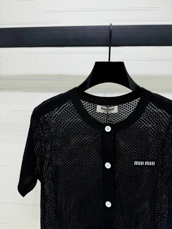 MIU 25S SHORT SLEEVE ROUND NECK CARDIGAN 264269