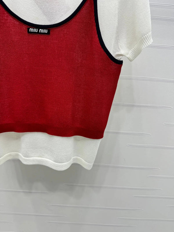 MIU 25S TOP IN MAGLIA 2 PEZZI CON SPALLINE 264130