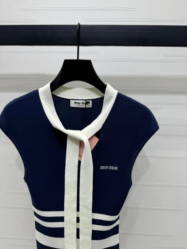 GILET IN MAGLIA A RIGHE GHIACCIO MIU 25S 2264118