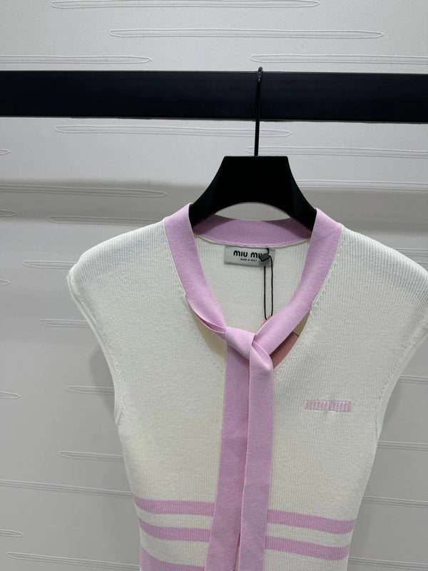 MIU 25S ICE STRIPE KNIT VEST 264116