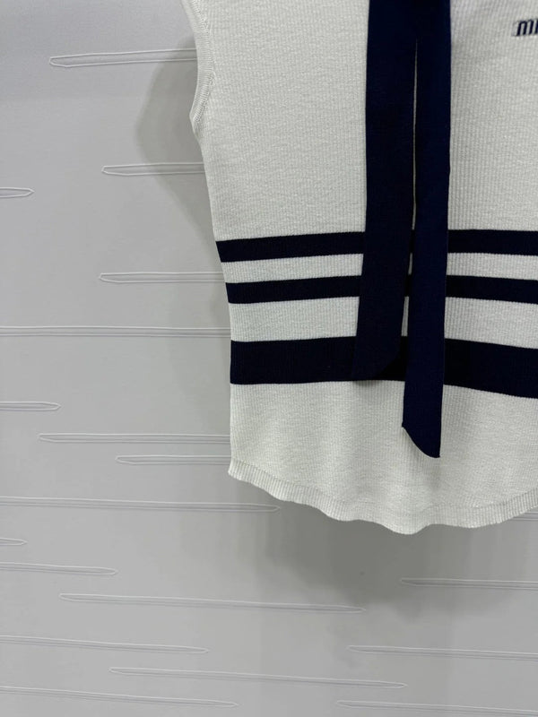 MIU 25S ICE STRIPE KNIT VEST 264114