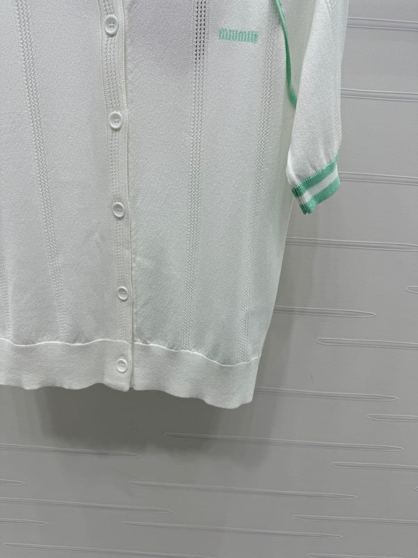 MIU 25S MAGLIA RAGLAN A RIGHE CON SCOLLO ROTONDO E MANICHE CORTE 264108