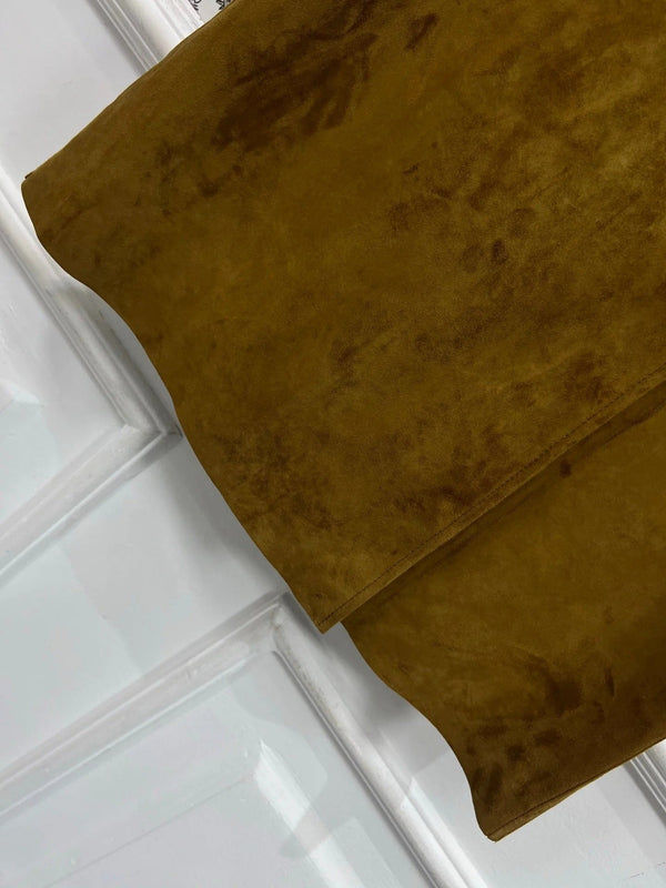 MIU MAHOGANY DOWN GOATSKIN SUEDE SKIRT 274613