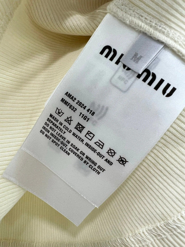 MIUMIU KNIT TANK TOP WITH RUFFLED TRIM 275104