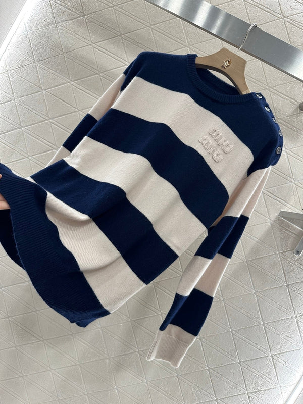MIUMIU STRIPED CREW NECK SWEATER 276678