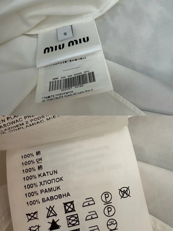 MM LONG DRESS IN WHITE TEXTURED FABRIC WITH BELT