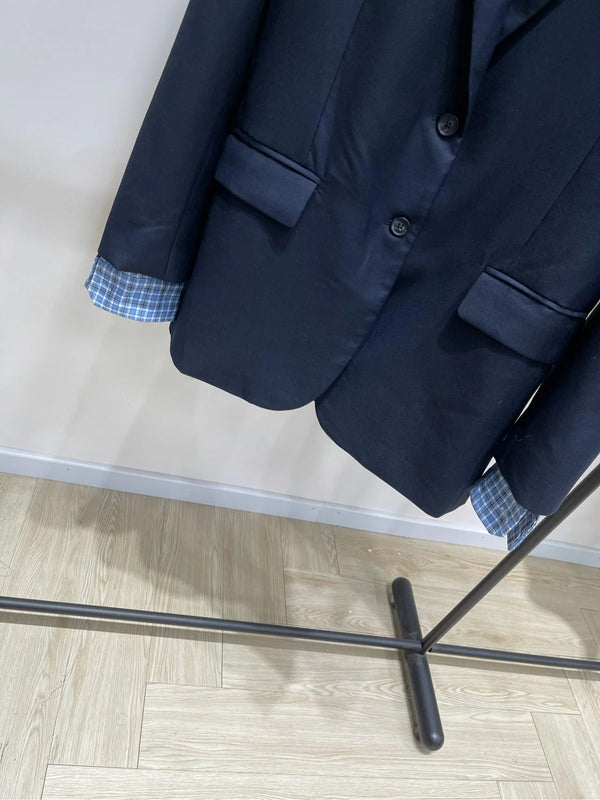 MIUMIU NAVY CHECKED SUIT 224381