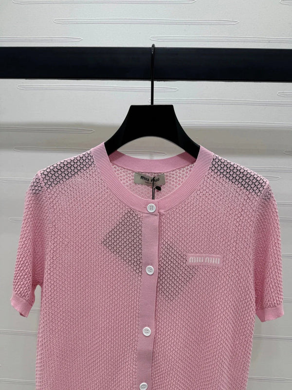 MIU 25S SHORT SLEEVE ROUND NECK CARDIGAN 264270