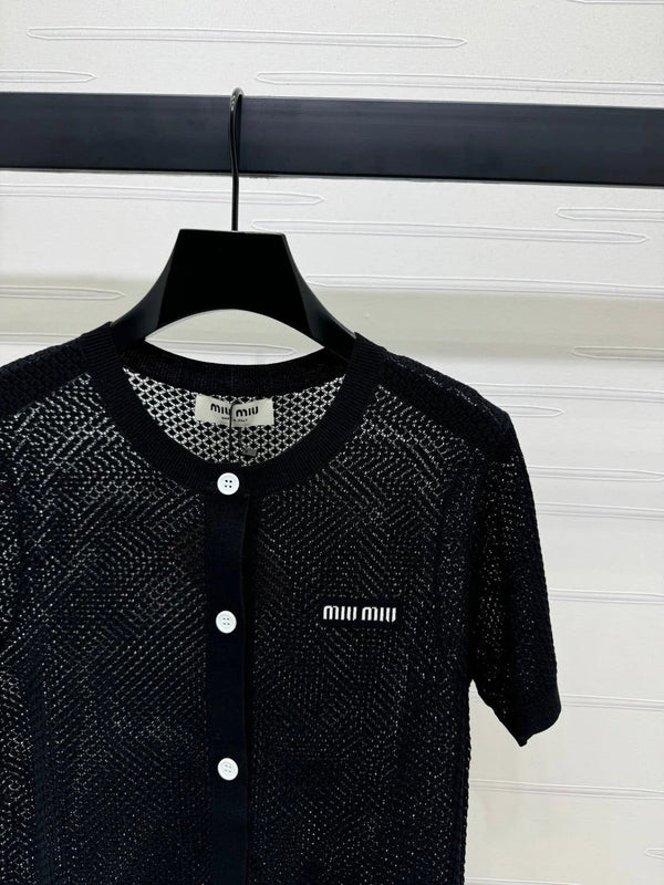 MIU 25S SHORT SLEEVE ROUND NECK CARDIGAN 264269