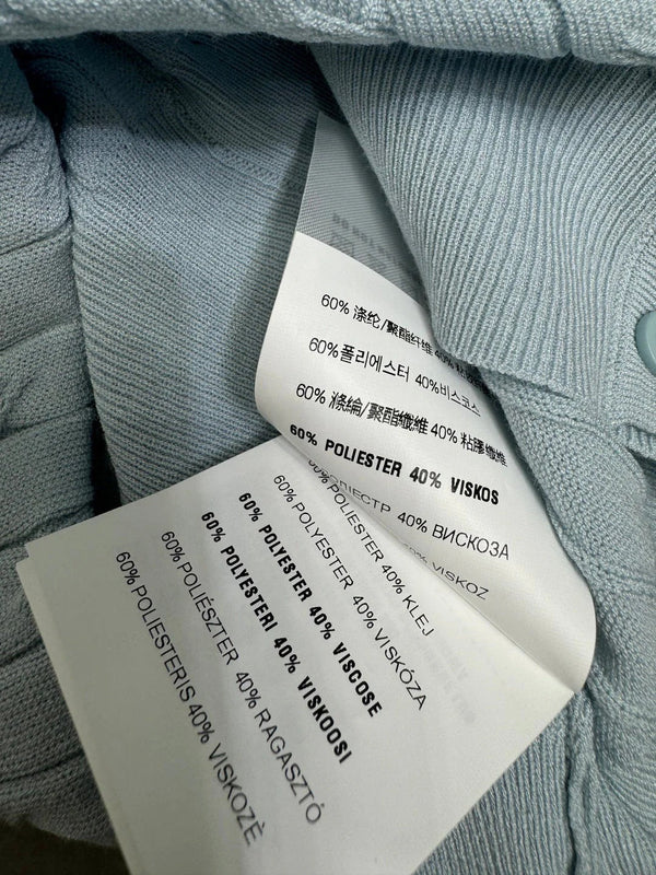 MIUMIU MAGLIA A MANICHE CORTE IN MAGLIA CON SCOLLO A U AZZURRO CHIARO 274948