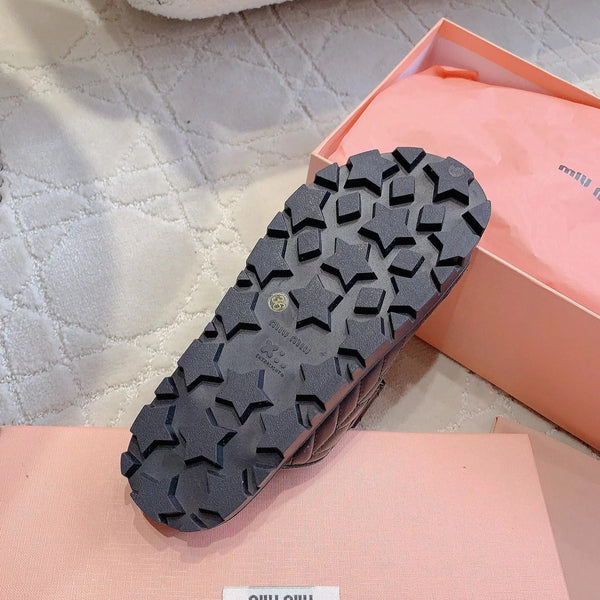 Black Stylized Slippers Sheepskin