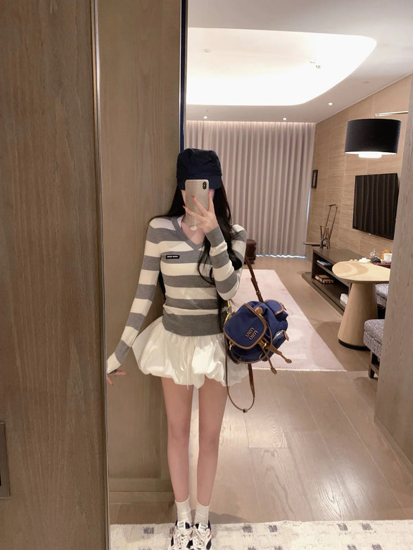 MIUMIU TOP AND SKIRT SET STYLE 443