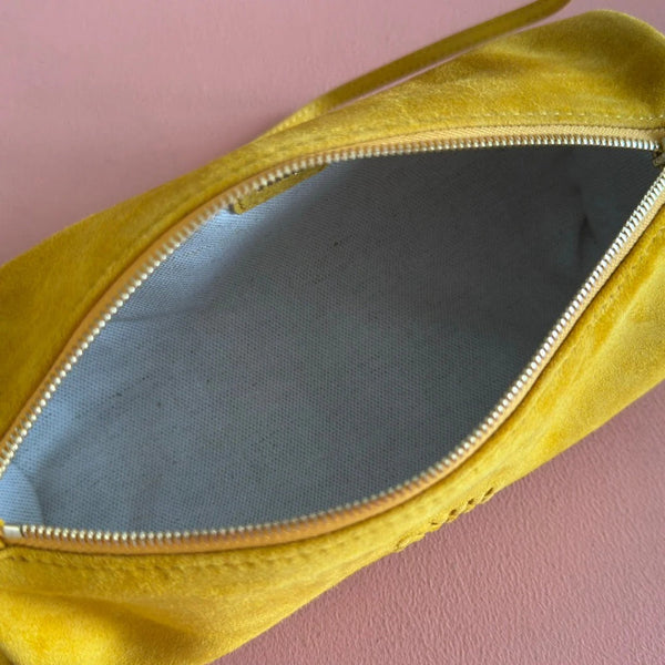 BORSA IN CAMOSCIO 22 GIALLO SENAPE FERRAMENTA ORO