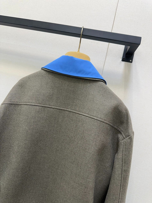 MIUMIU CONTRAST-FABRIC COLLAR JACKET STYLE 38